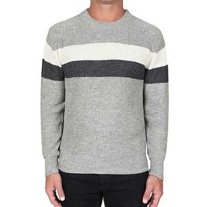 Slate & Stone Mens XL Gray Color Blocked Knit Construction Sweater Crew Neck New
